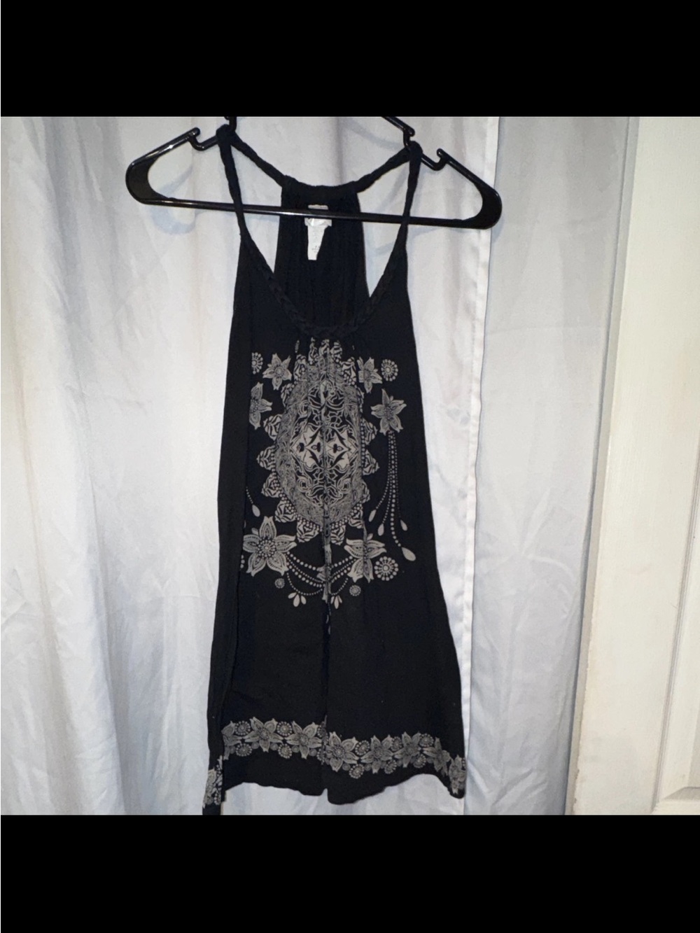 Black Floral Embellished Racerback Tank Top